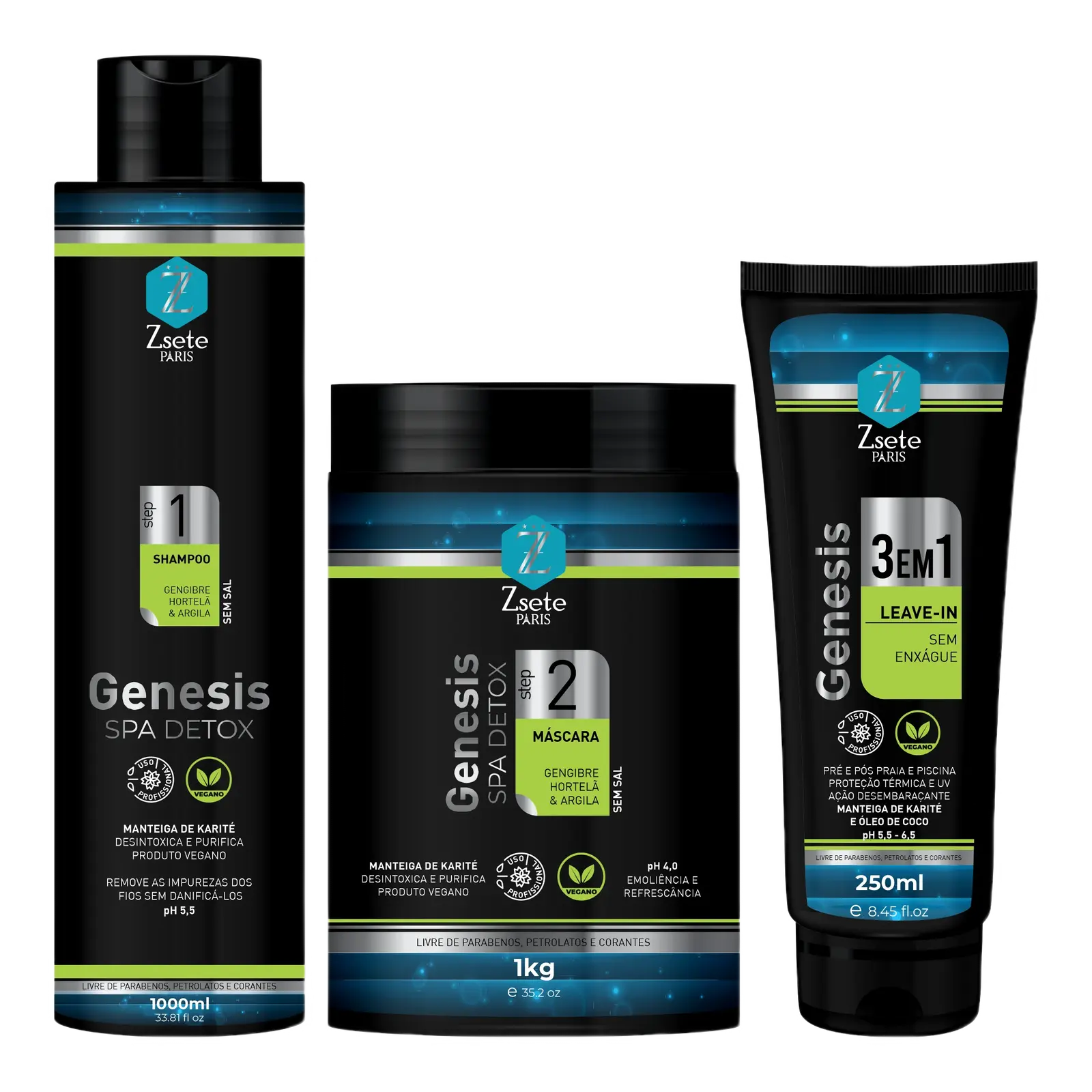 エステツイン5点セット KIT PROFISSIONAL GENESIS DETOX ZSETE PARIS - MANUTENÇÃO E DESINTOXICAÇ